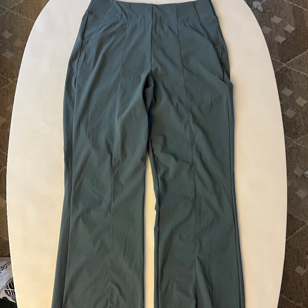 Athleta Cosmic Kick Flare Pull On Pocket Pants Dusty Blue Size 4 / Medium $128 - Picture 3 of 7
